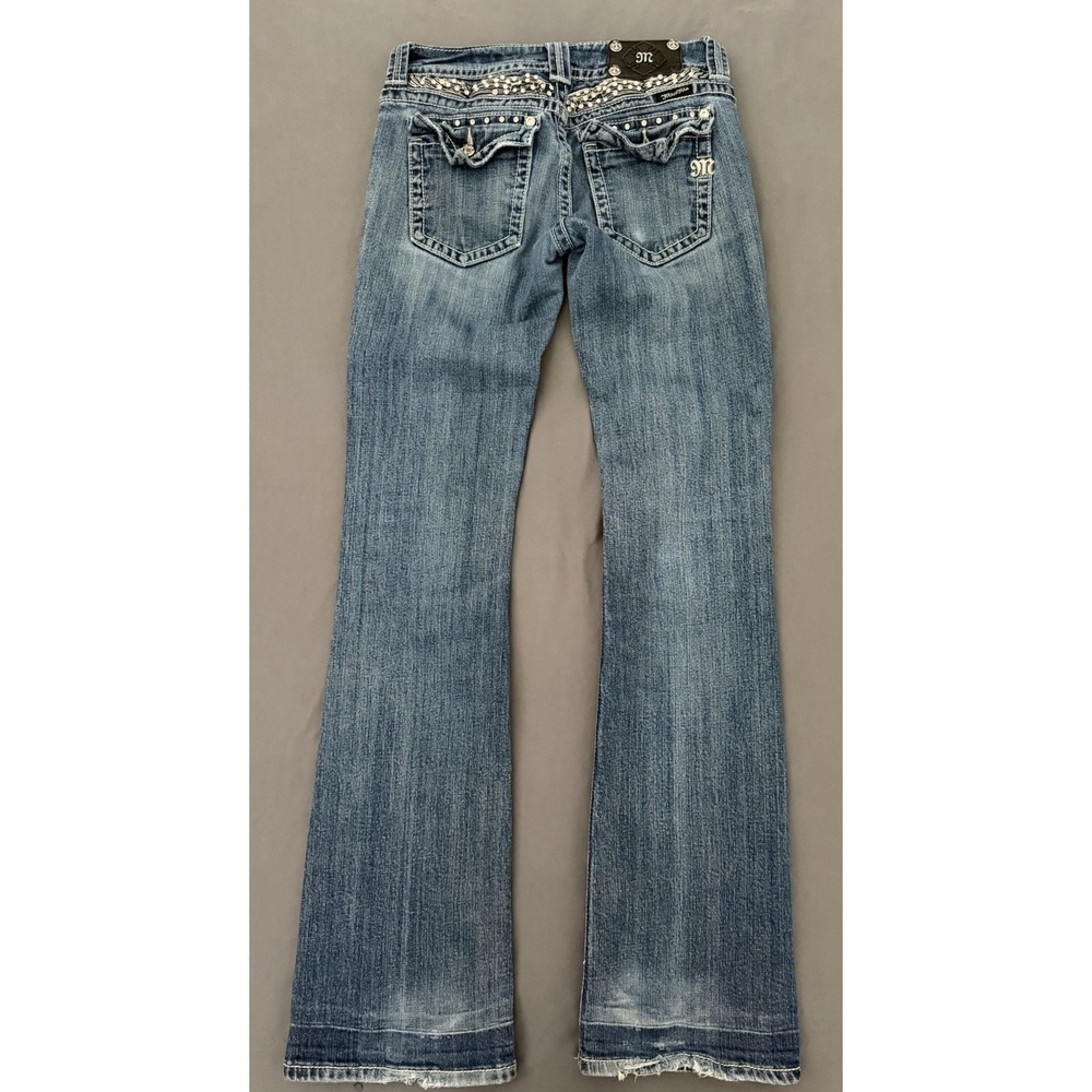 Miss Me Jeans Womens Size 28 Bootcut Medium Wash Embroidered Embellished Stretch - Picture 12 of 15